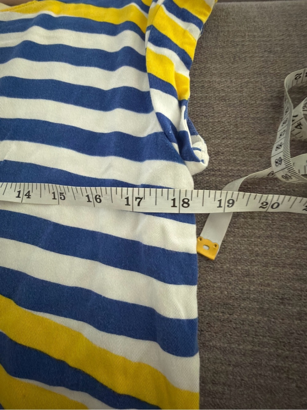 Dusen Dusen Yellow  Blue Stripes Geometric Short Sleeve Top Small - Picture 6 of 9